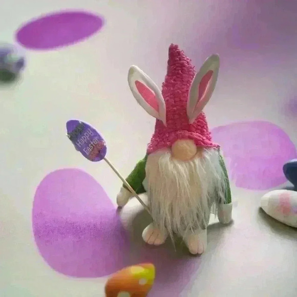 Adorable gnome-themes Easter decor.  Three gnomes and a 9 by 12 garden flag - Picture 2 of 10